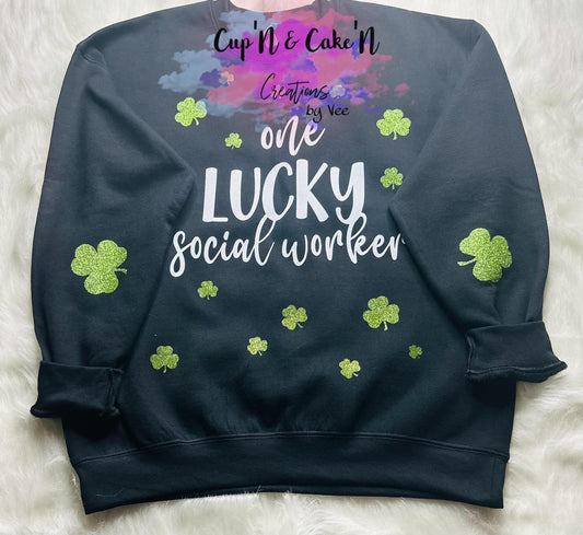 Personalized One Lucky Social Worker Sweatshirt